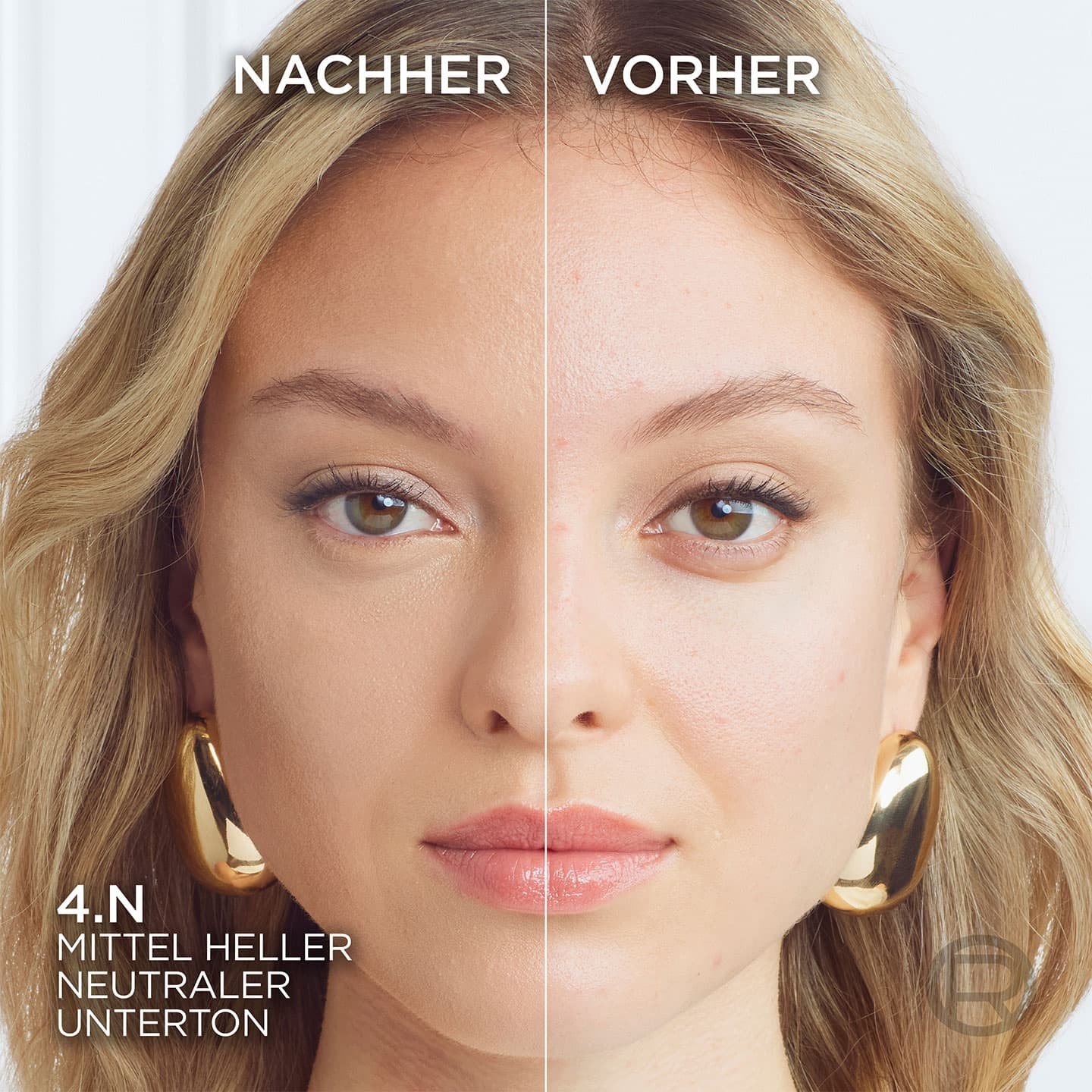True Match Foundation 4N Neutral Light Medium Vorher-Nachher-Vergleich